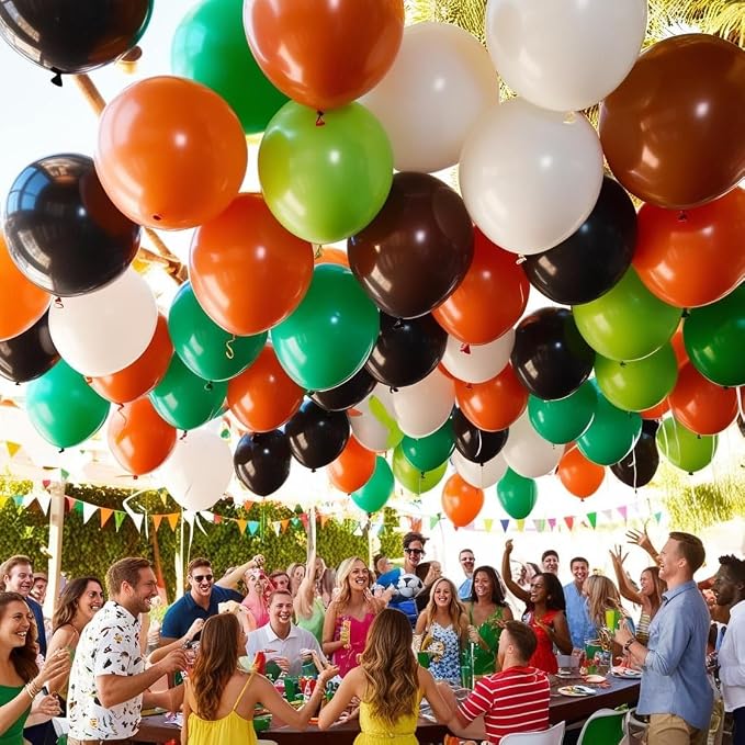 Football Balloons, 12 Inch Football Party Balloons, Dark Green and Black - Image 3