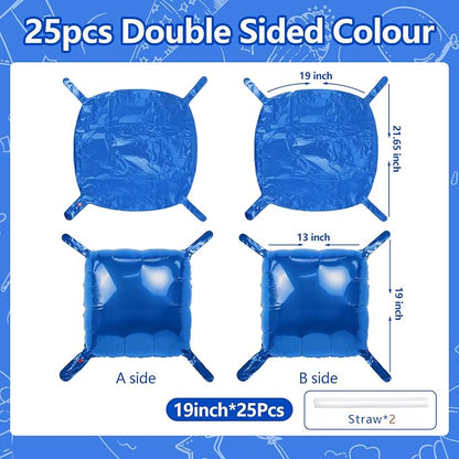 NISOCY 25PCS Metallic Blue Square Foil Balloons Wall Backdrop | Double Sided - Image 2