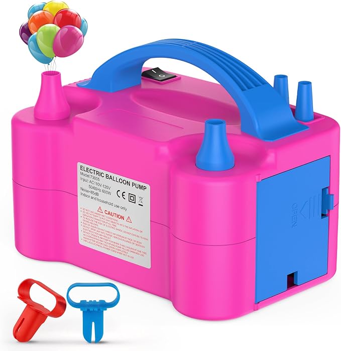 Electric Balloon Pump with Dual Nozzle & 2 Tying Tools | 110V 600W Portable by Motorenbau
