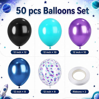 Black Teal Purple Balloons - Image 2