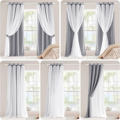 PONY DANCE Living Room Blackout Curtains, 95 Long | White Sheer Curtains - Image 7