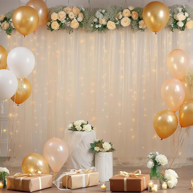 30x8ft Champagne Tulle Backdrop Curtain - Image 7