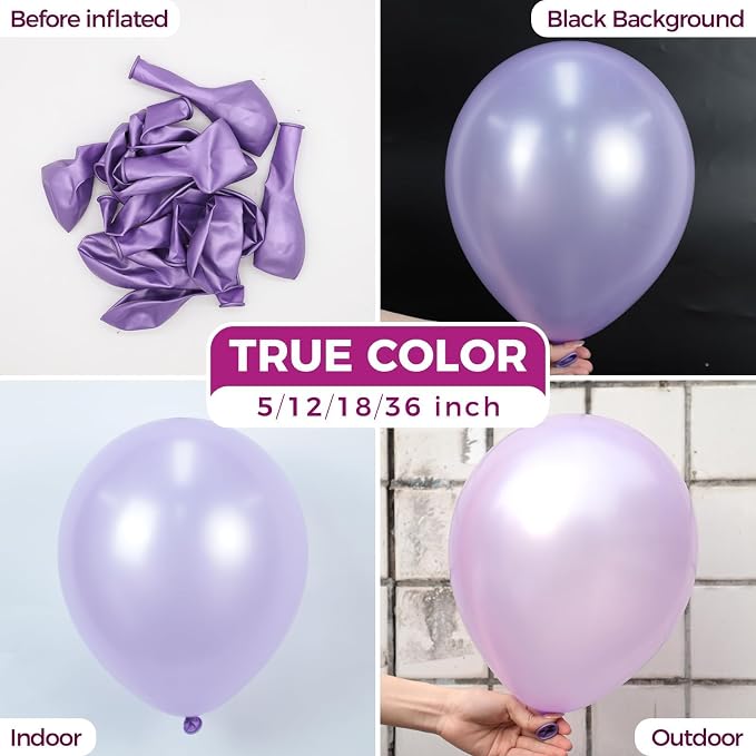 Bezente Dusty Purple Latex Round Helium Party Balloons 100 Pack 12 inch | - Image 2