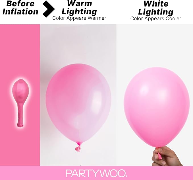 PartyWoo Pink Balloons 140pcs Matte Pink Color 18 12 10 5 Inch | 18 12 10 5 Inch - Image 3