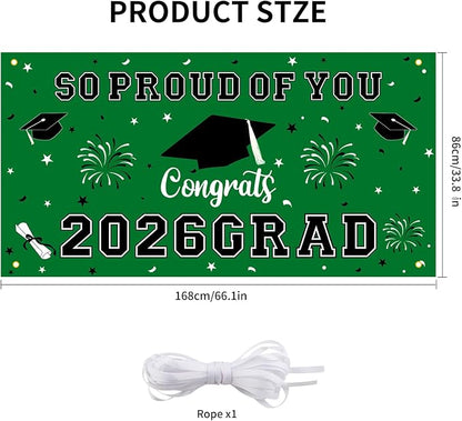Graduation Decorations 2026 Green Graduation Banner 66.1" x 33.8" Graduation - Image 2