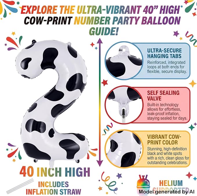 40 Inch Cow Print Number 12 Balloon - Image 2