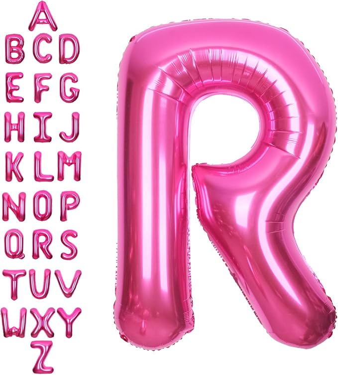 SUWEN 40 Inch Hot Pink Large R Letter Balloons Big Foil Helium Letter A-Z | by SUWEN