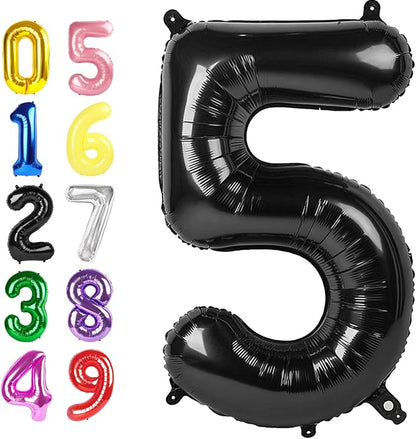 Number Balloons 40 Inch Black 4 Balloon by Argthjy