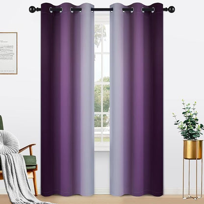Yakamok Ombre Curtains Purple and Greyish White by Yakamok