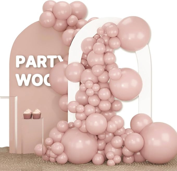 PartyWoo Dusty Pink Balloons 120pcs Lilac Pink Color 18 12 10 5 Inch | 18 12 10 by PartyWoo