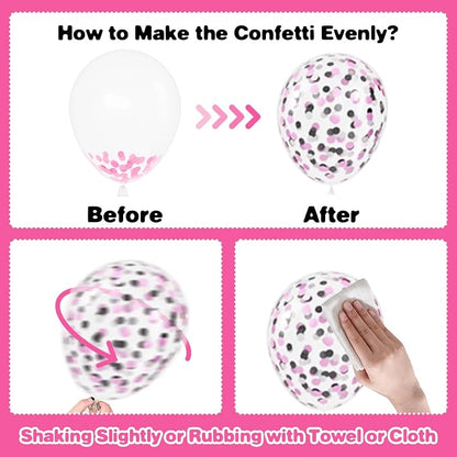 Pink and Black Balloons, 12 Inch Pink Black Balloons, Hot Pink White Pastel - Image 9