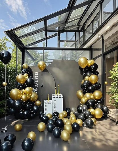 Black Balloons 145pcs Different Sizes 5in 10in 12in 18in Shiny Metallic Black - Image 6