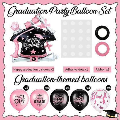 Jenaai Pink and Black 27 Pcs 2026 Graduation Balloon Centerpiece - Image 3