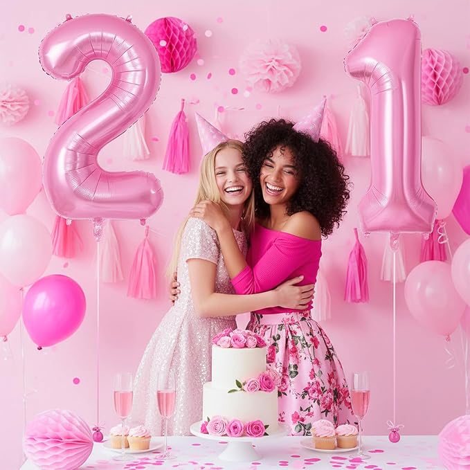 Pink Number 21 Balloons, Big Large Foil Number Balloons, Jumbo Giant Mylar - Image 4