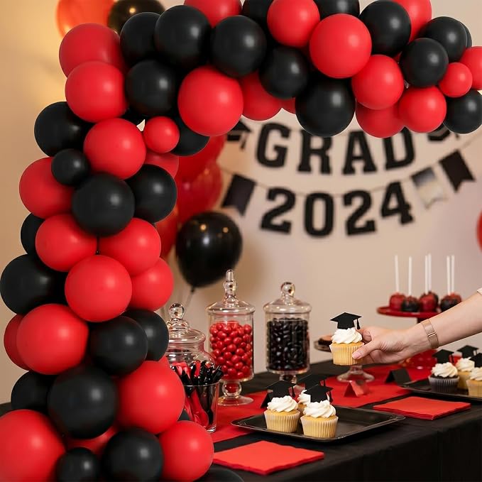 60pcs Red and Black Balloon Kit, 12 Inch Bold Red Black Balloons - Image 5