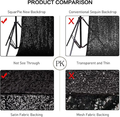 SquarePie 6x8ft Black Sequin Backdrop, High Density Non-Transparent Glitter - Image 4