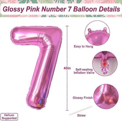 Pink Number 17 Balloon 40 Inch, Sleek Foil Numeral - Image 4