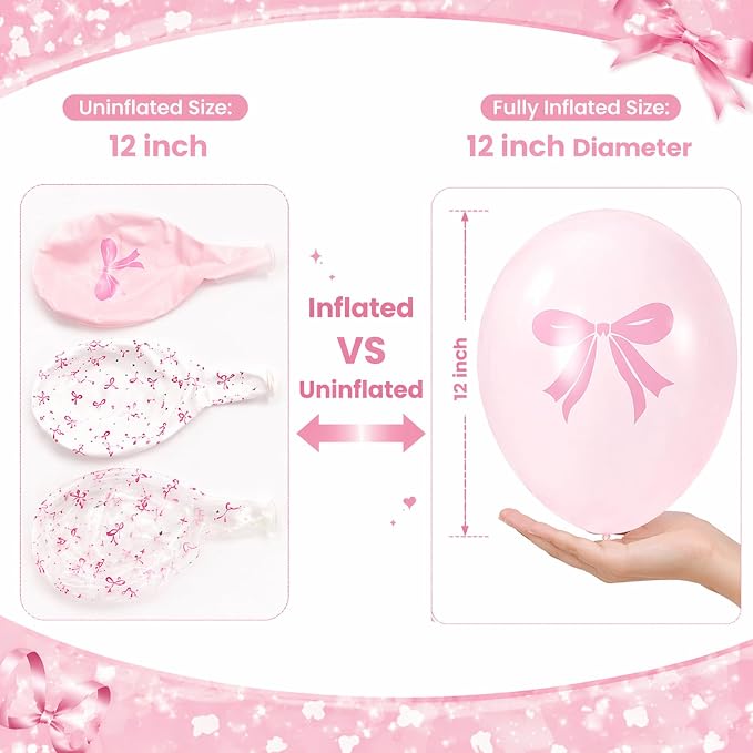 Pink Bow Balloons Kit, Coquette Party Decorations - Image 4
