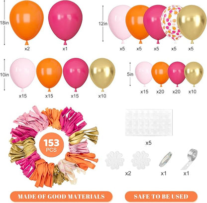Amandir 153Pcs Pink and Orange Balloon Arch Kit, Different Sizes 18 12 10 5 - Image 3