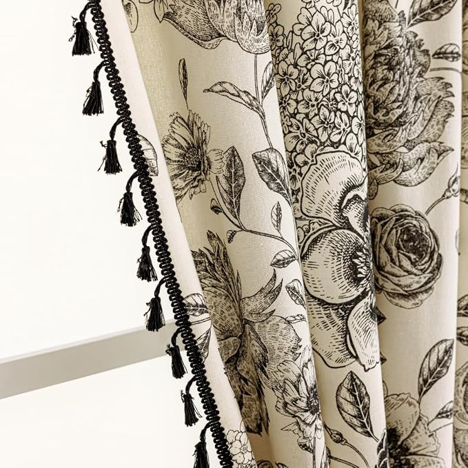 F-CHU Bohemian Curtains for Bedroom 72 Inch Length French Country Floral Drapes by F-CHU