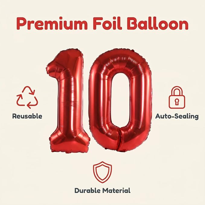 Number 10 Balloon Foil Mylar Balloons - Image 5