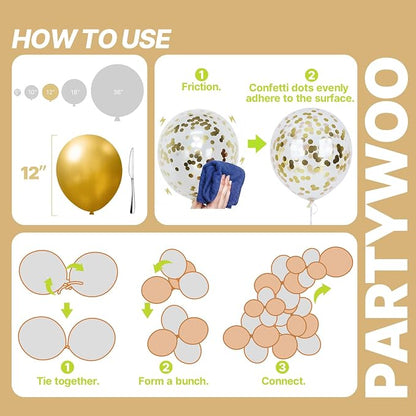 PartyWoo Multicolor Balloons 66pcs Pack Blue and Silver Balloons | Assorted - Image 5
