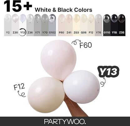 PartyWoo White Balloons 130pcs Matte White Latex Balloons Different Sizes | 18 - Image 4