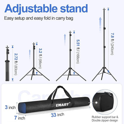 EMART Backdrop Stand 10x7.8ft Photo Studio Adjustable Background Stand Support - Image 3