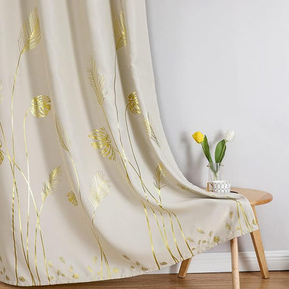 Palm Tree and Wheat Curtains Blackout Energy Saving Curtains Light Filtering - Image 7