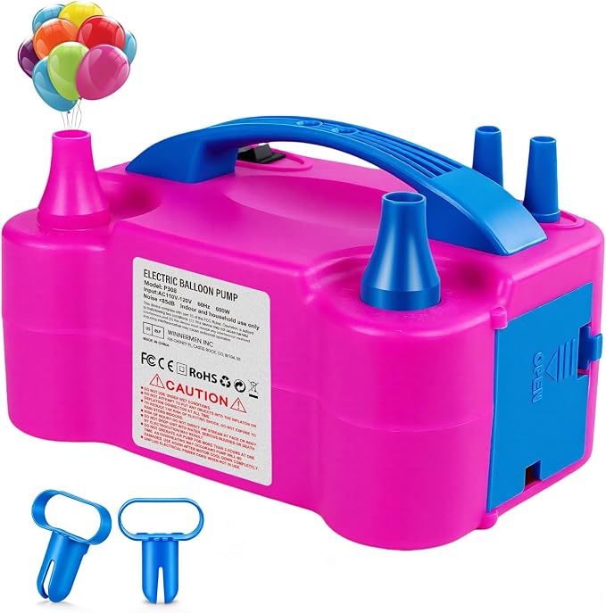 Electric Balloon Pump with Dual Nozzle & 2 Tying Tools | 110V 600W Portable by Motorenbau