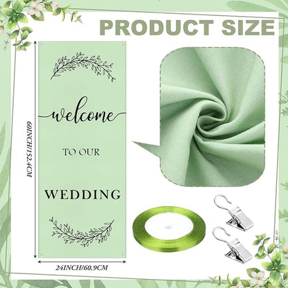 Yousoontic Welcome to Our Wedding Linen Rustic Wedding Welcome Banner Plain - Image 2