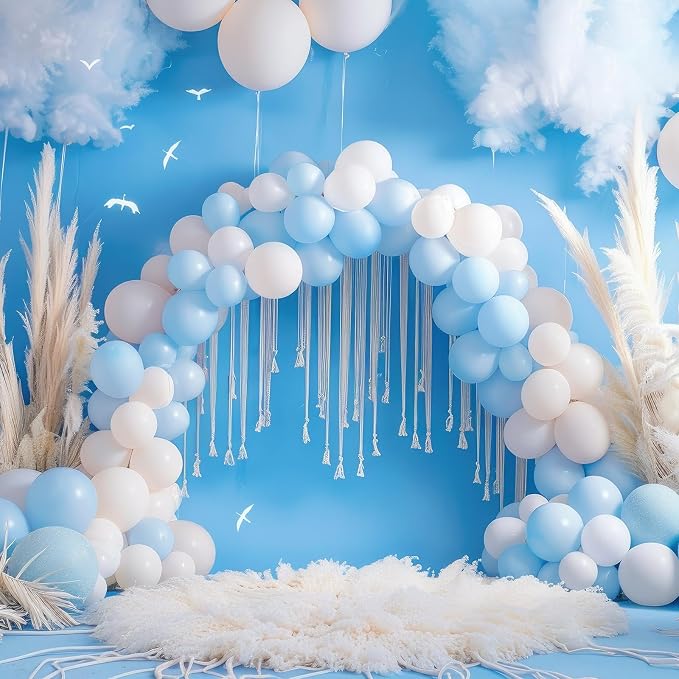RUBFAC 135pcs Light Baby Blue Balloons Different Sizes 18 12 10 5 Inch - Image 7
