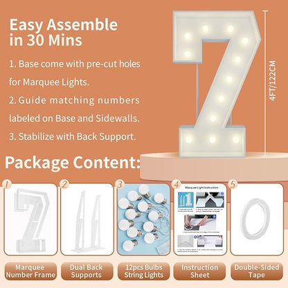 4FT Light Up Numbers Letters, Mosaic Numbers - Image 5