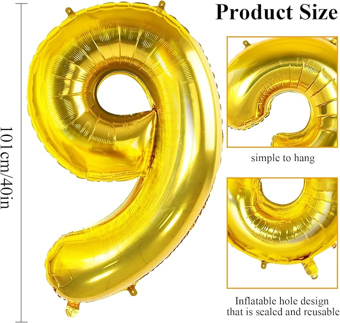Joycard 2 Pack 40 Inch Gold Foil Helium Number 96 Balloons - Image 2