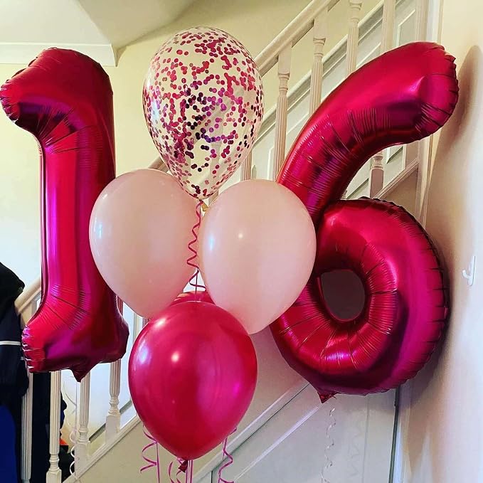 Hot Pink 14 Number Balloons, 40 Inch Giant Number 14 Balloons Foil Mylar Helium - Image 4