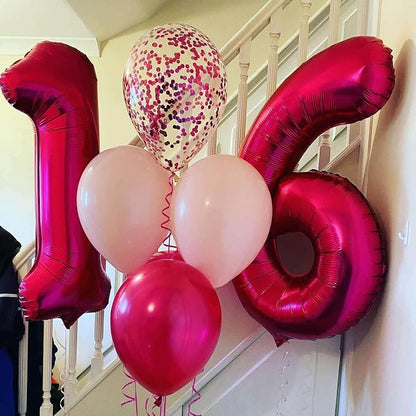Hot Pink 14 Number Balloons, 40 Inch Giant Number 14 Balloons Foil Mylar Helium - Image 4