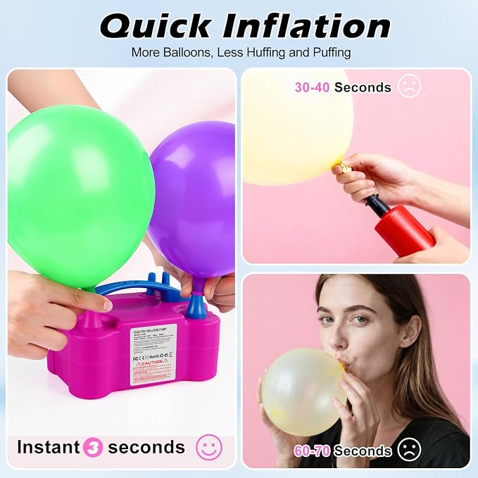 Electric Balloon Pump with Dual Nozzle & 2 Tying Tools | 110V 600W Portable - Image 5