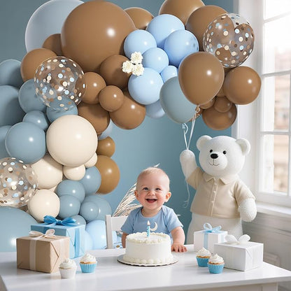 142Pcs Dusty Blue and Brown Balloons Arch Kit Different Size | Pastel Sand - Image 3