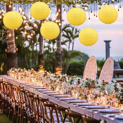 BEISHIDA 8 Inch Yellow Paper Lanterns 6 Packs Hanging Round Chinese Lantern | - Image 5