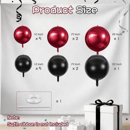 Black Burgundy Round Foil Balloons - Image 2