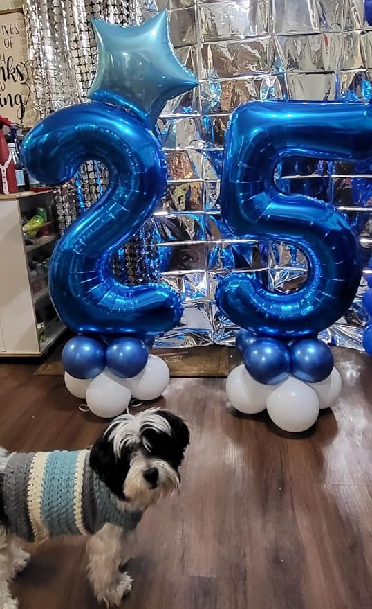 2 Balloon Numbers Birthday Decorations, 40In Navy Blue Balloons - Image 2