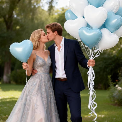 Blue White Heart Balloons - Image 8