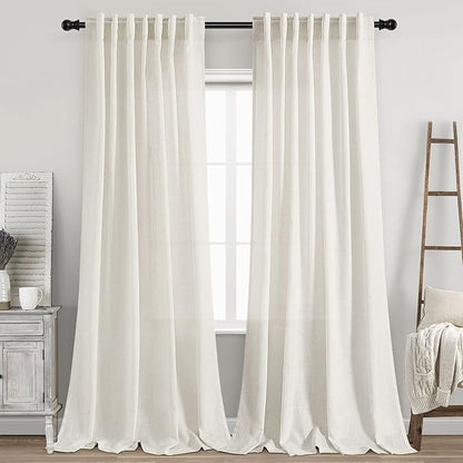 Semi Sheer Linen Curtains 90 Inches Long by Nanspring