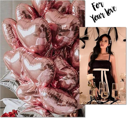 30 Pcs 18 Inch Rose Gold Heart Foil Mylar Helium Balloons - Image 6