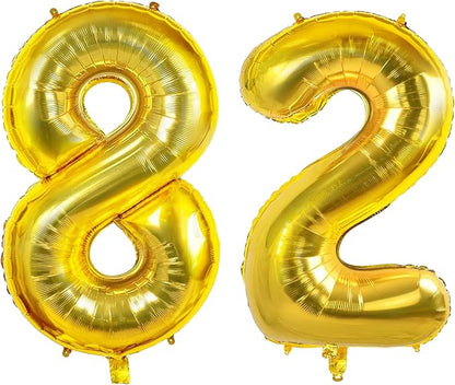 Number 82 Balloons for 82nd Birthday Party Decorations, 0-100 Large No.82 by Joycard