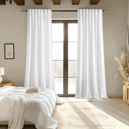 MIULEE White Linen Curtains 102 Inch Long 2 Panels - Image 6