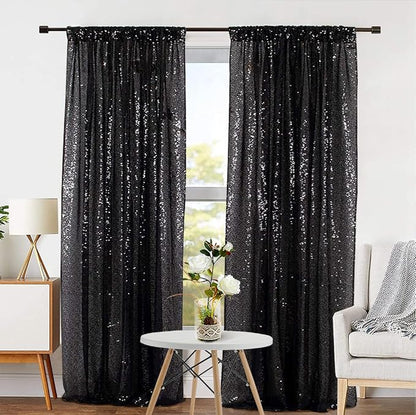 Eternal Beauty Black 3mm Sequin Backdrop 2x8 Ft 2 Pack Wedding | Dense Sparkle - Image 6
