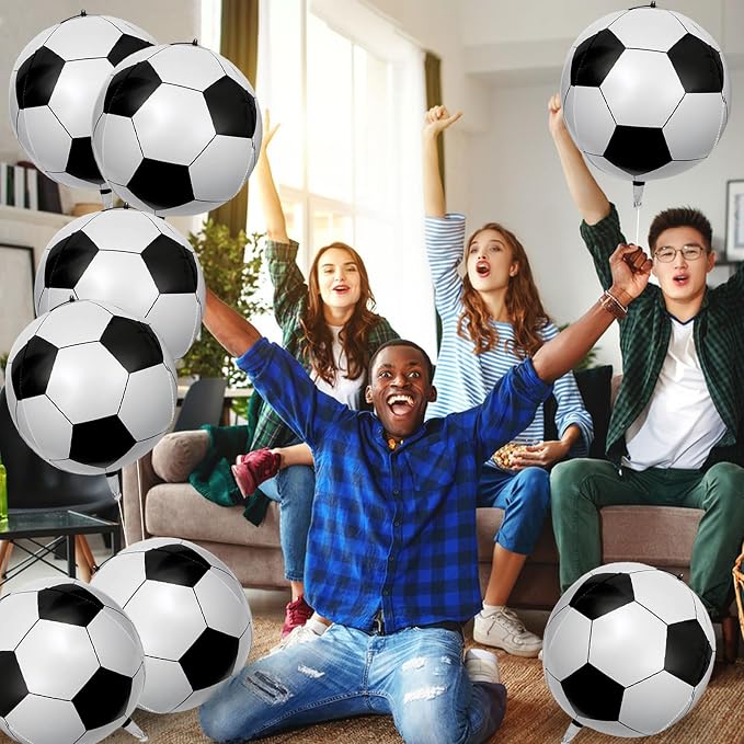 8 Pcs Soccer Foil Balloons 22 Inch 4D Soccer Ball Balloons Large Realistic - Image 6