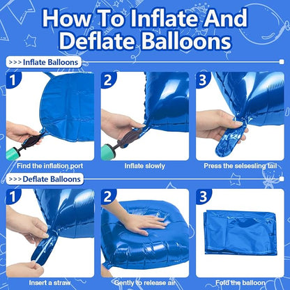 NISOCY 25PCS Metallic Blue Square Foil Balloons Wall Backdrop | Double Sided - Image 3