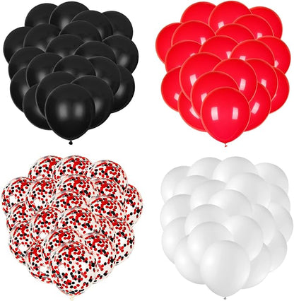 80Pcs Red White and Black Latex Balloons - Image 7